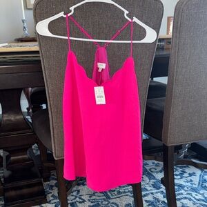J Crew size 4 Vibrant Pink Women's tank scalloped Top NWT